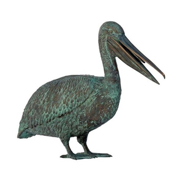 Seaside Pelican Bronze Water Feature Sculpture Piped for Fountain 